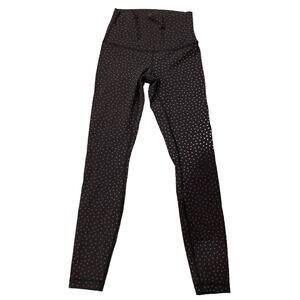 Lululemon Wunder Under Dot Black Silver Leggings Size 2